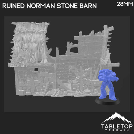 Tabletop Terrain Ruins Ruined Norman Stone Barn - Country & King - Fantasy Historical Ruins