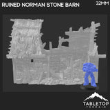 Tabletop Terrain Ruins Ruined Norman Stone Barn - Country & King - Fantasy Historical Ruins