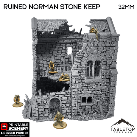 Tabletop Terrain Ruins Ruined Norman Stone Keep - Country & King - Fantasy Historical Ruins