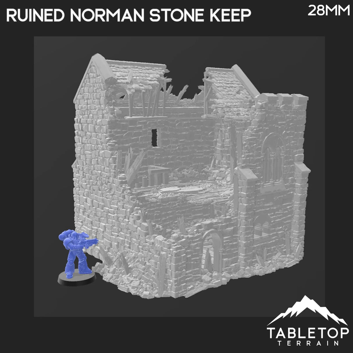 Tabletop Terrain Ruins Ruined Norman Stone Keep - Country & King - Fantasy Historical Ruins