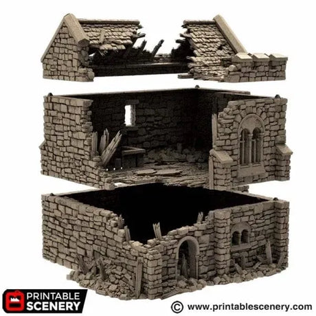 Tabletop Terrain Ruins Ruined Norman Stone Keep - Country & King - Fantasy Historical Ruins
