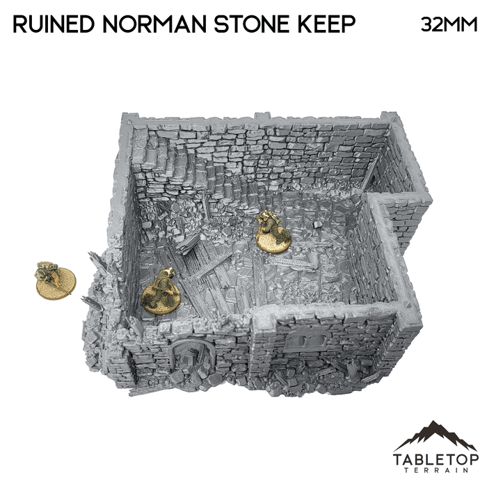 Tabletop Terrain Ruins Ruined Norman Stone Keep - Country & King - Fantasy Historical Ruins