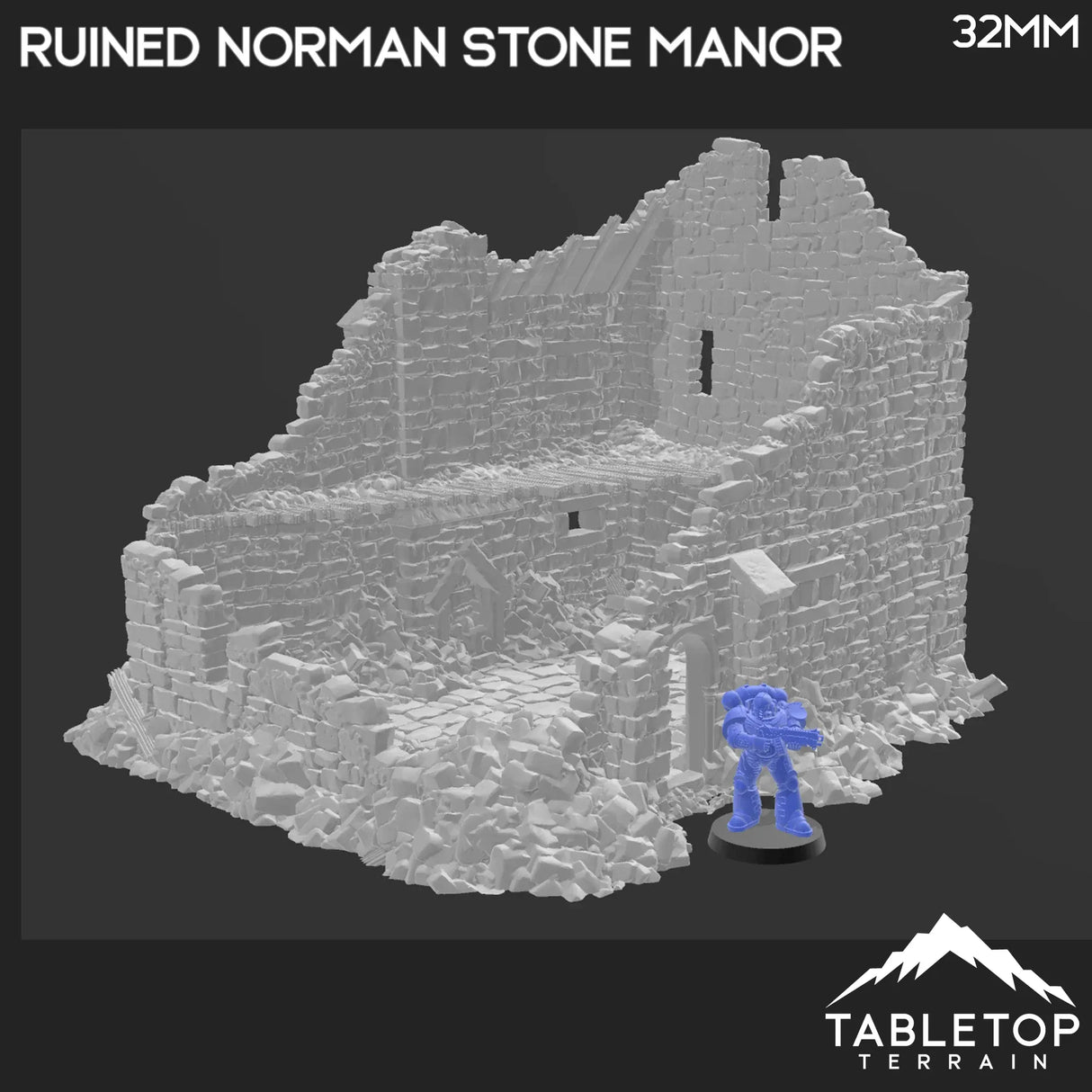 Tabletop Terrain Ruins Ruined Norman Stone Manor - Country & King - Fantasy Historical Ruins