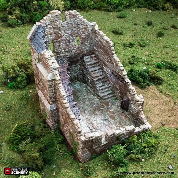 Tabletop Terrain Ruins Ruined Norman Stone Manor - Country & King - Fantasy Historical Ruins