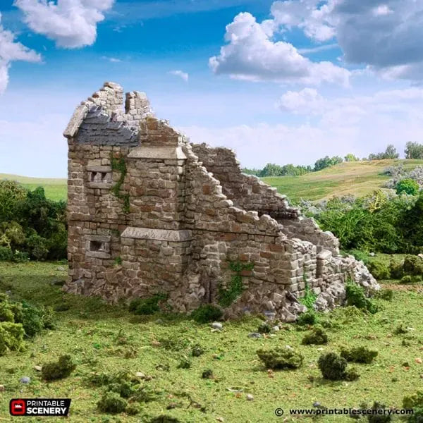 Tabletop Terrain Ruins Ruined Norman Stone Manor - Country & King - Fantasy Historical Ruins