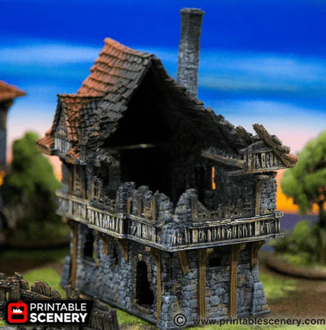 Tabletop Terrain Ruins Ruined Port House - Fantasy Ruins