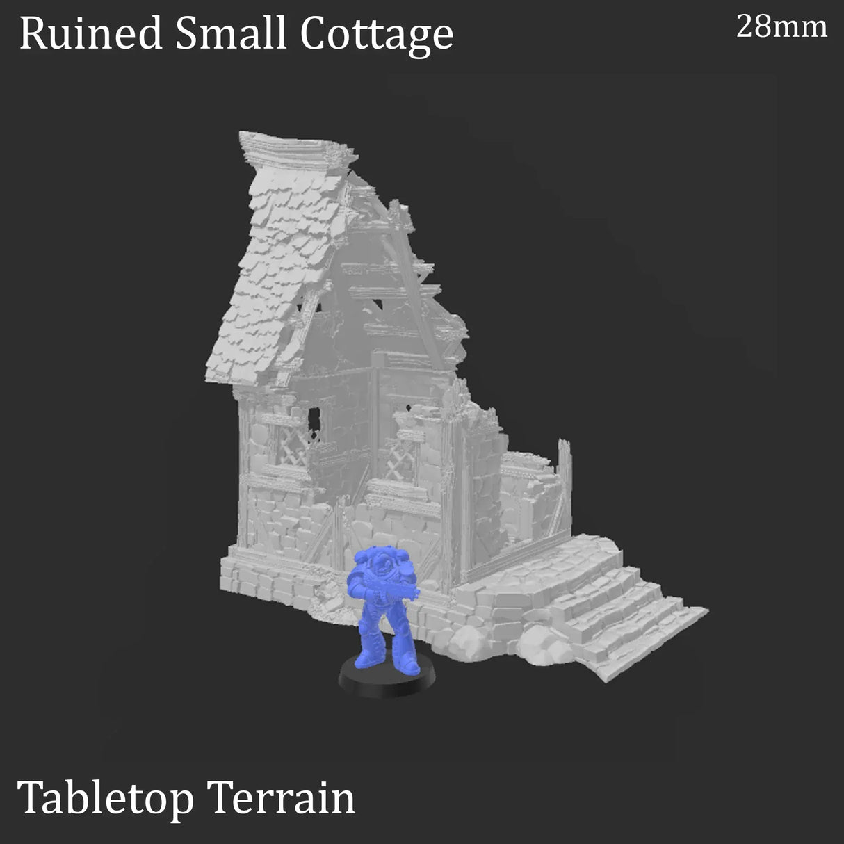 Tabletop Terrain Ruins Ruined Small Cottage - Fantasy Ruins