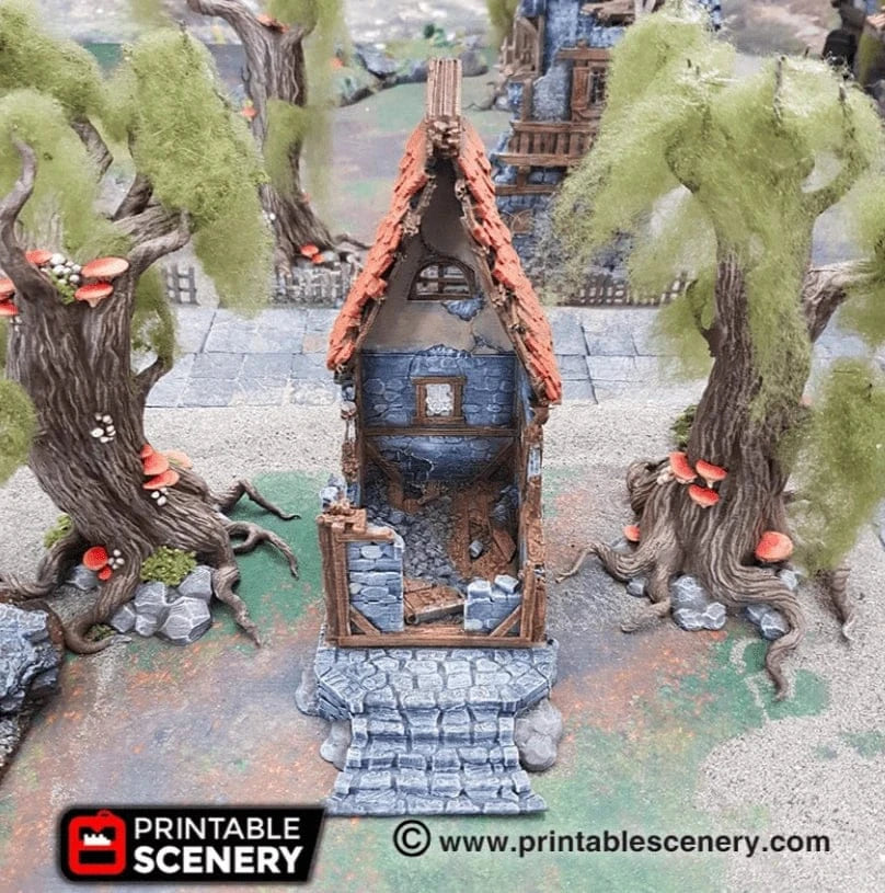 Tabletop Terrain Ruins Ruined Small Cottage - Fantasy Ruins