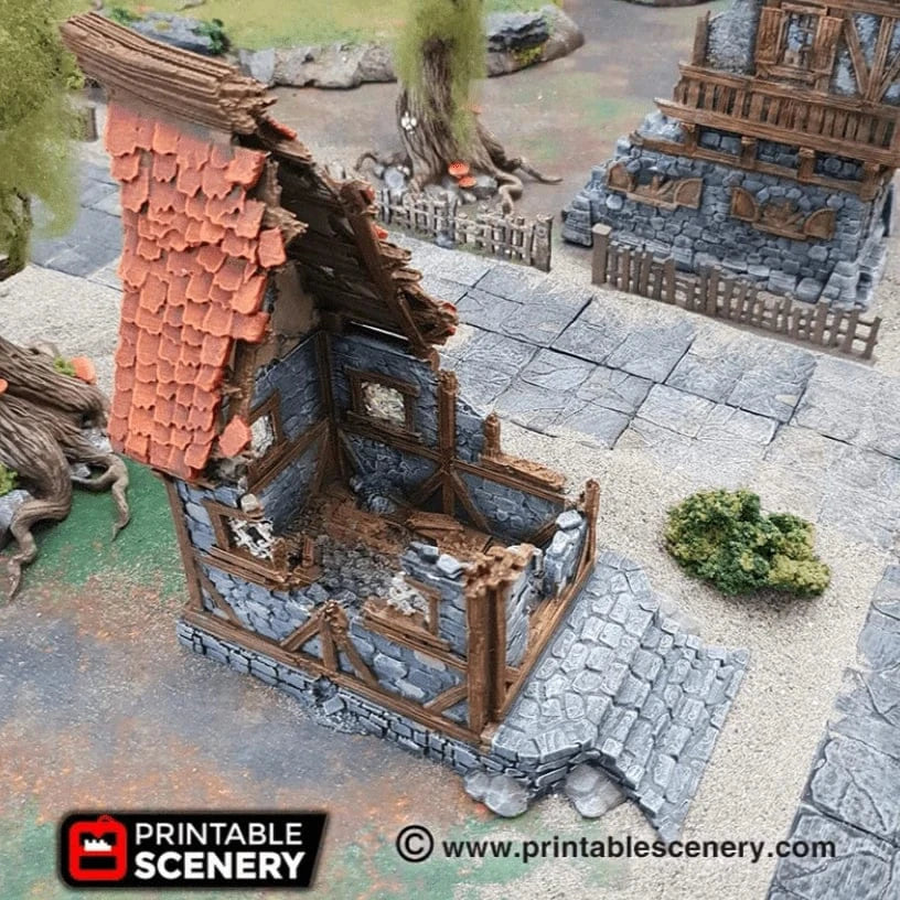 Tabletop Terrain Ruins Ruined Small Cottage - Fantasy Ruins
