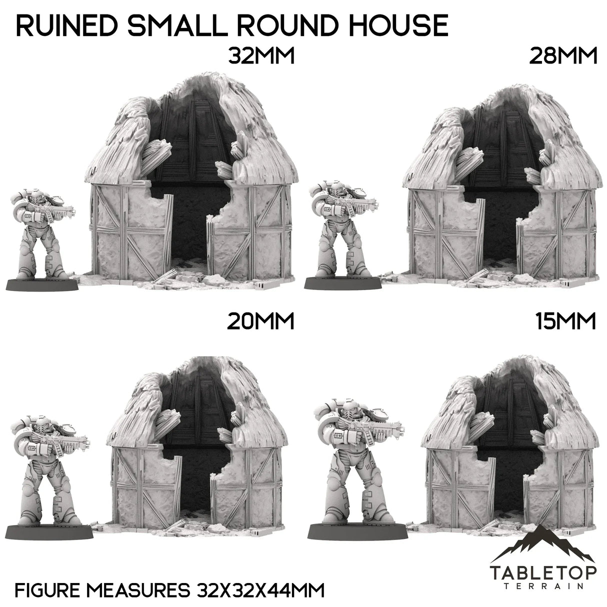 Tabletop Terrain Ruins Ruined Small Round House - Country & King - Fantasy Historical Building