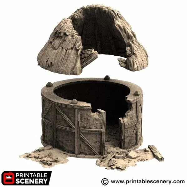 Tabletop Terrain Ruins Ruined Small Round House - Country & King - Fantasy Historical Building