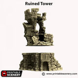 Tabletop Terrain Ruins Ruined Tower - Hagglethorn Hollow - Fantasy Ruins