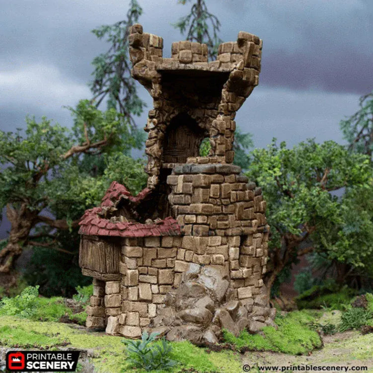 Tabletop Terrain Ruins Ruined Tower - Hagglethorn Hollow - Fantasy Ruins