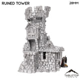 Tabletop Terrain Ruins Ruined Tower - Hagglethorn Hollow - Fantasy Ruins