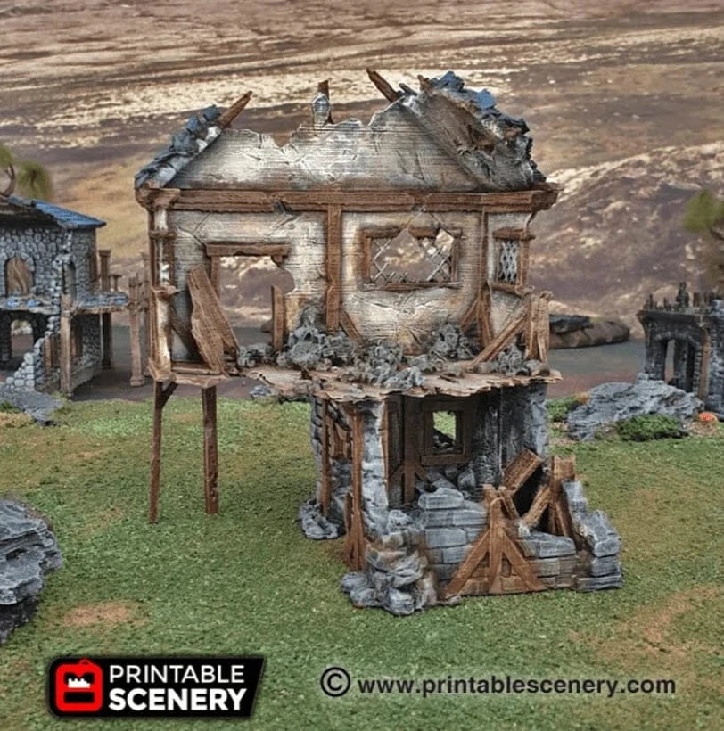 Tabletop Terrain Ruins Ruined Townhouse - Fantasy Ruins
