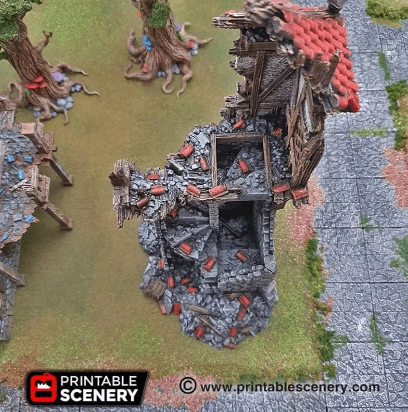 Tabletop Terrain Ruins Ruined Winterdale Watchtower - Fantasy Ruins