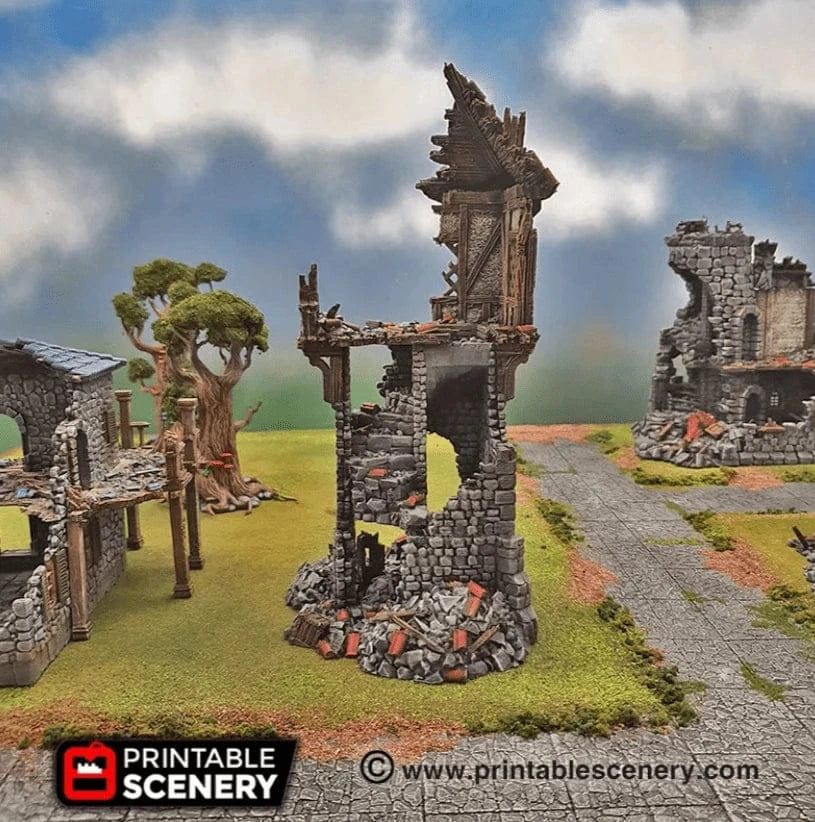 Tabletop Terrain Ruins Ruined Winterdale Watchtower - Fantasy Ruins