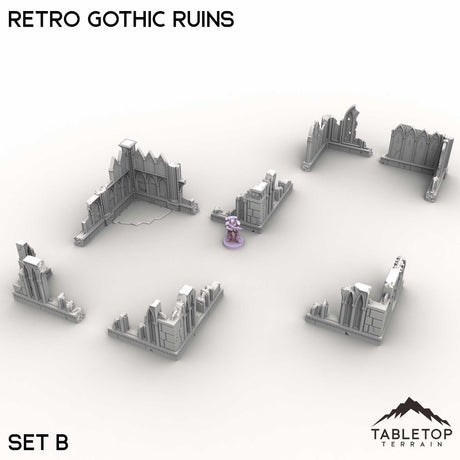 Tabletop Terrain Ruins Set B / 32mm Retro Gothic Ruins