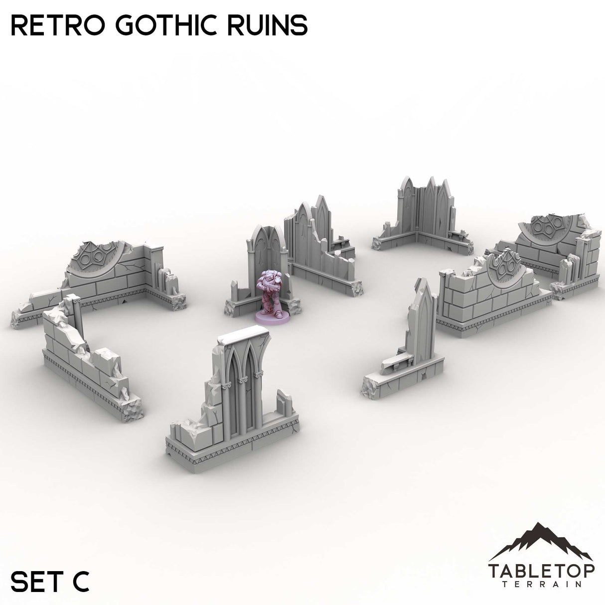 Tabletop Terrain Ruins Set C / 32mm Retro Gothic Ruins
