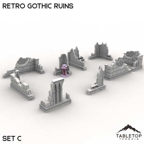 Tabletop Terrain Ruins Set C / 32mm Retro Gothic Ruins