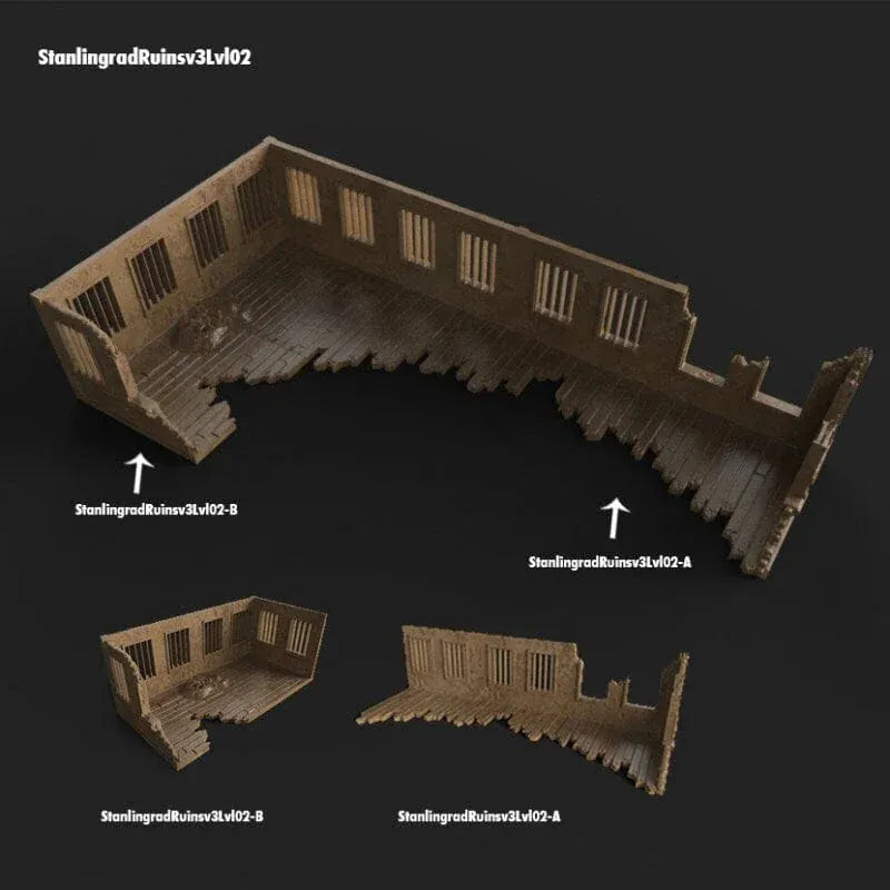 Tabletop Terrain Ruins Stalingrad Ruins C - WWII Building