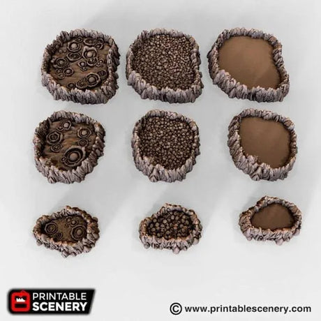 Tabletop Terrain Scatter Terrain 15mm / Full Set (all 9) Lava Pits - Demon Scatter Terrain