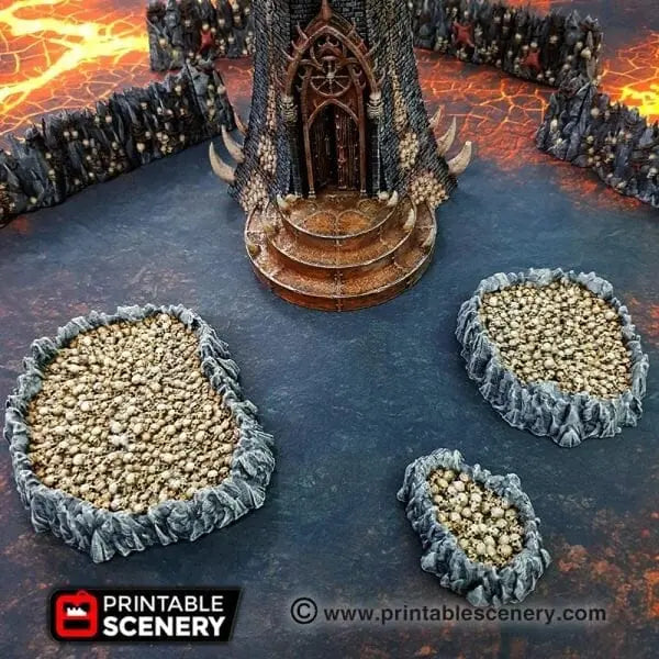 Tabletop Terrain Scatter Terrain 15mm / Set of 3 Skull Pits Lava Pits - Demon Scatter Terrain