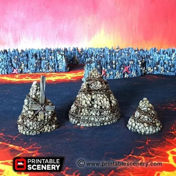 Tabletop Terrain Scatter Terrain 15mm / Skull Piles Tormented Scatter - Demon Fantasy Scatter Terrain