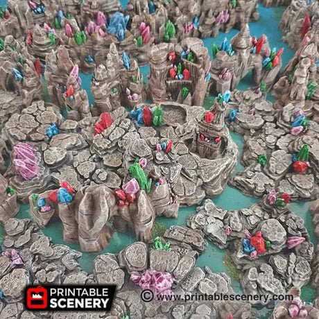 Tabletop Terrain Scatter Terrain 28mm / Crystal Grotto Floors / Crystal / Shroom - Fantasy Scatter Terrain