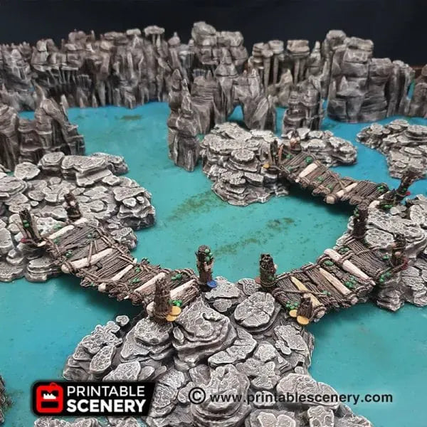 Tabletop Terrain Scatter Terrain 28mm / Grotto with Bridges Raised Caverns / Shroom with Bridges- Fantasy Scatter Terrain