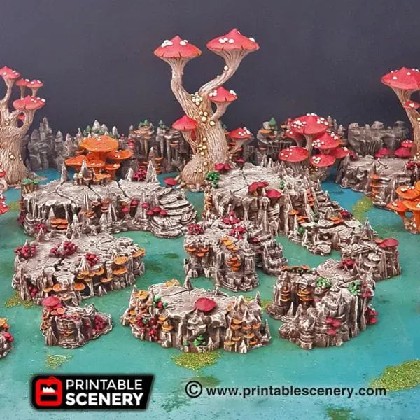 Tabletop Terrain Scatter Terrain 28mm / Shroom with Bridges Raised Caverns / Shroom with Bridges- Fantasy Scatter Terrain