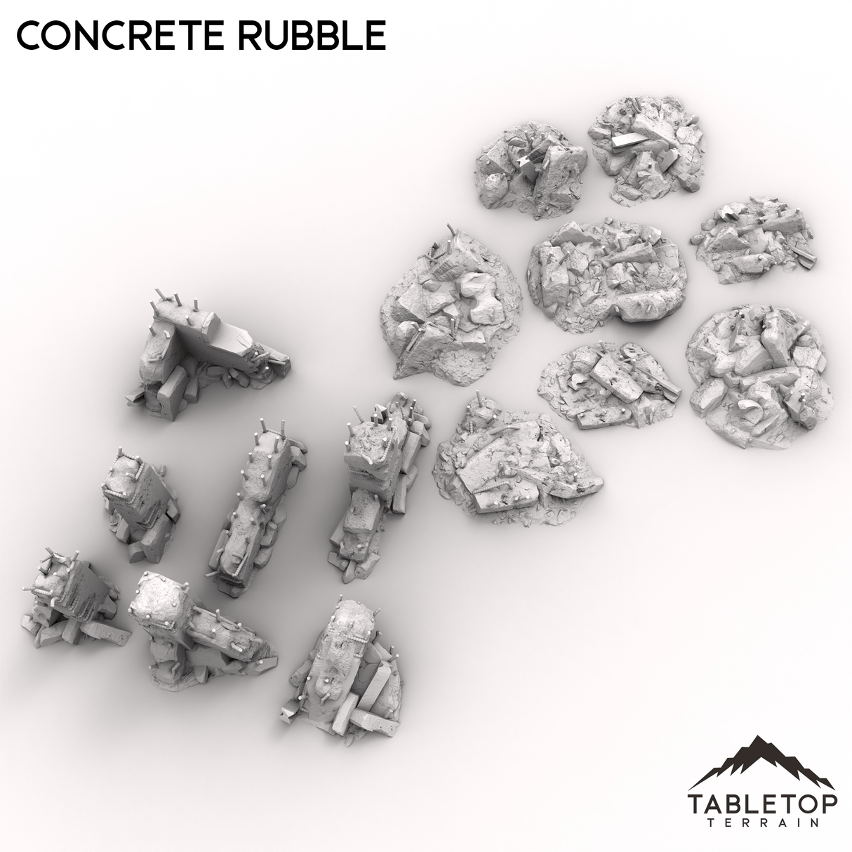 Tabletop Terrain Scatter Terrain 32mm / Full set Concrete Rubble