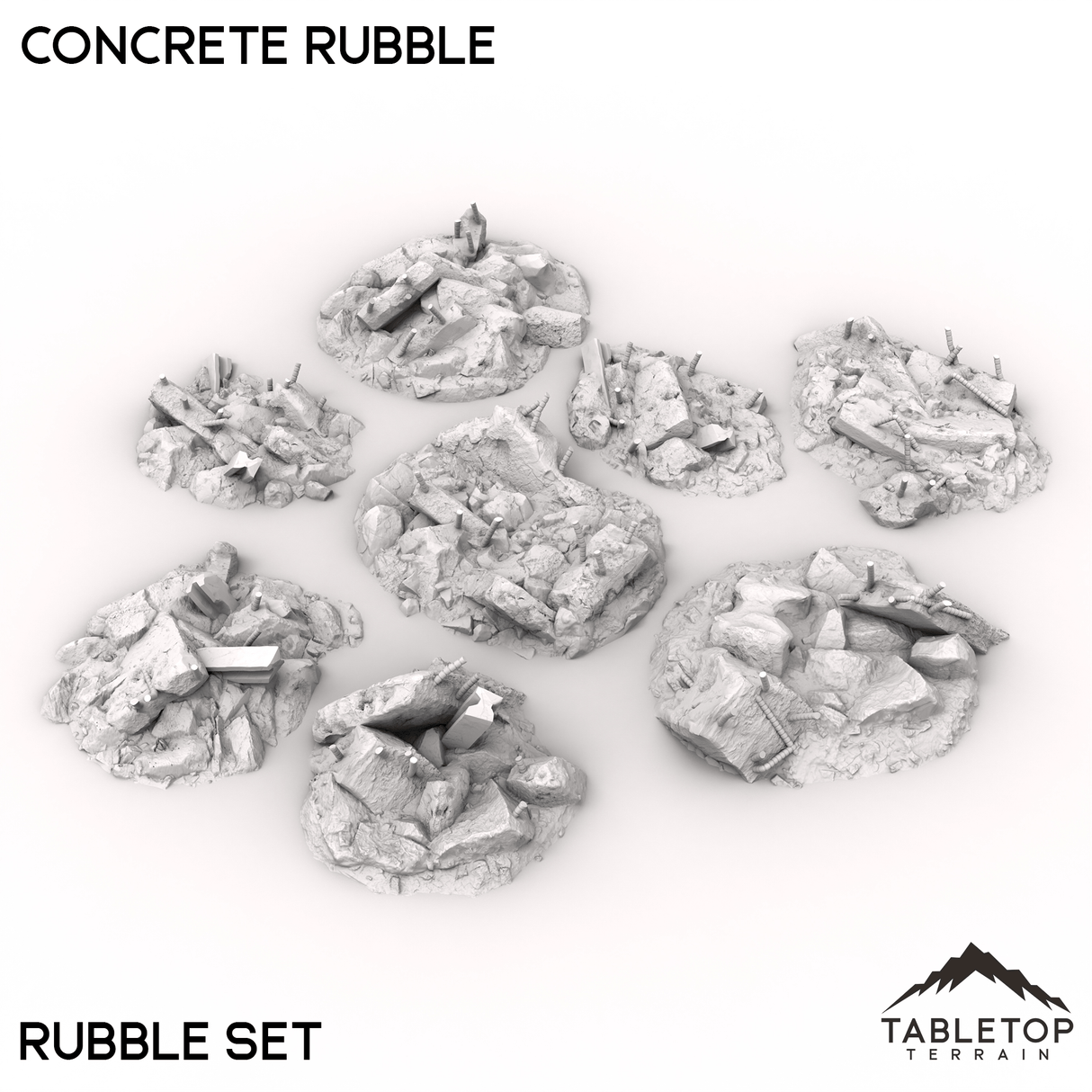 Tabletop Terrain Scatter Terrain 32mm / Rubble Concrete Rubble