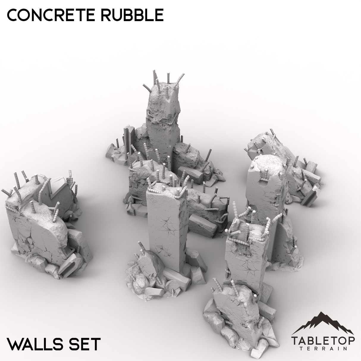 Tabletop Terrain Scatter Terrain 32mm / Walls Concrete Rubble