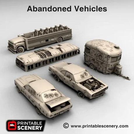 Tabletop Terrain Scatter Terrain Abandoned Vehicles - Apocalyptic Scatter Terrain
