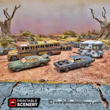 Tabletop Terrain Scatter Terrain Abandoned Vehicles - Apocalyptic Scatter Terrain