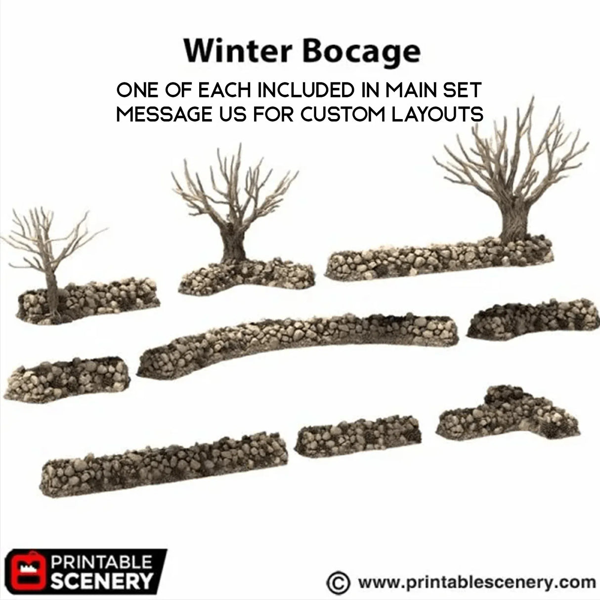 Tabletop Terrain Scatter Terrain Bocage / Winter Bocage - Country & King - Fantasy Historical Scatter Terrain