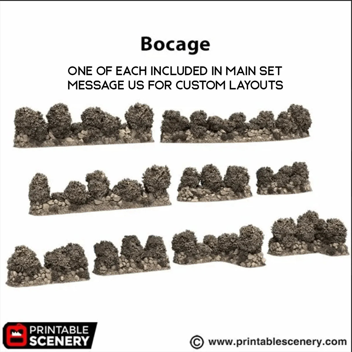 Tabletop Terrain Scatter Terrain Bocage / Winter Bocage - Country & King - Fantasy Historical Scatter Terrain