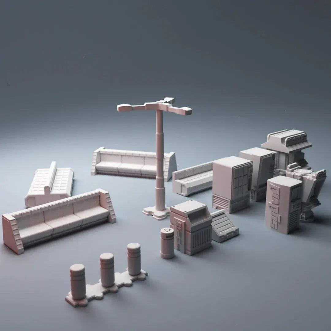 Tabletop Terrain Scatter Terrain Cyberpunk Street Scatter - Cyberpunk Scatter Terrain