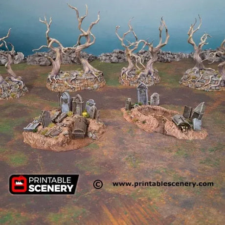 Tabletop Terrain Scatter Terrain Graveyard Hills - Fantasy Scatter Terrain