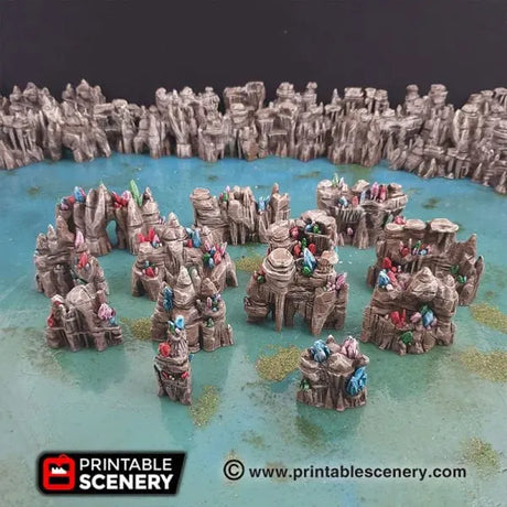 Tabletop Terrain Scatter Terrain Grotto Walls / Crystal / Shroom - Fantasy Scatter Terrain