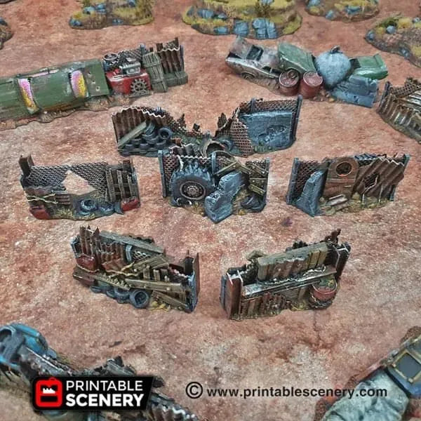 Tabletop Terrain Scatter Terrain Junkfort Barricades and Fences - Apocalyptic Scatter Terrain