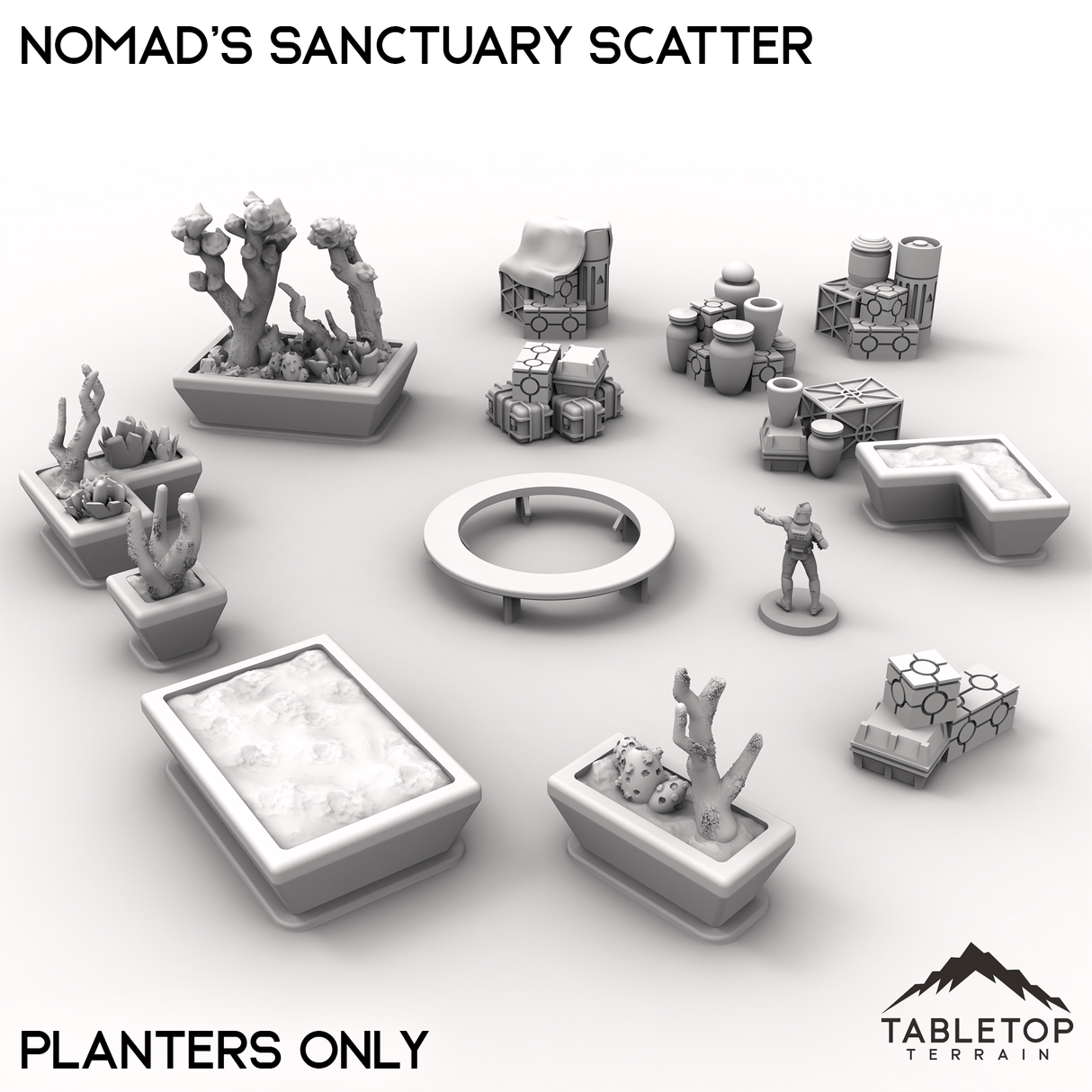 Tabletop Terrain Scatter Terrain Planters Only / 28/35mm Nomad's Sanctuary Scatter