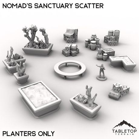 Tabletop Terrain Scatter Terrain Planters Only / 28/35mm Nomad's Sanctuary Scatter