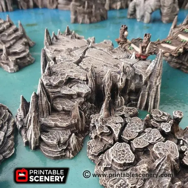 Tabletop Terrain Scatter Terrain Raised Caverns / Shroom with Bridges- Fantasy Scatter Terrain