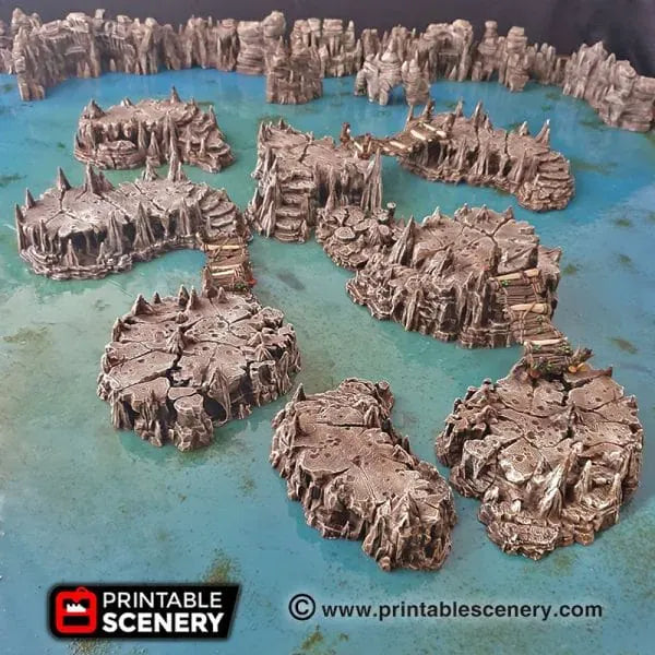 Tabletop Terrain Scatter Terrain Raised Caverns / Shroom with Bridges- Fantasy Scatter Terrain
