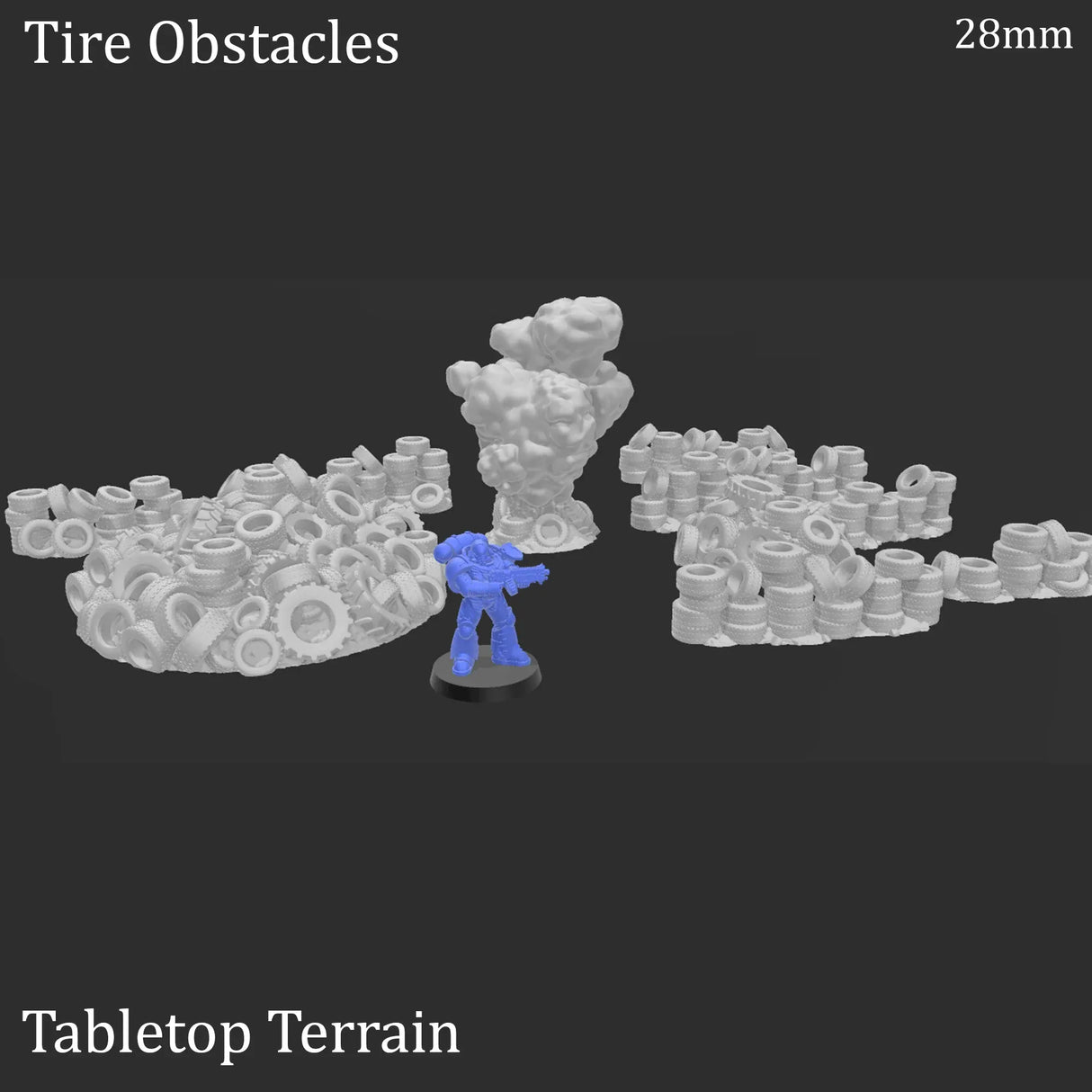 Tabletop Terrain Scatter Terrain Tire Obstacles - Apocalyptic Scatter Terrain