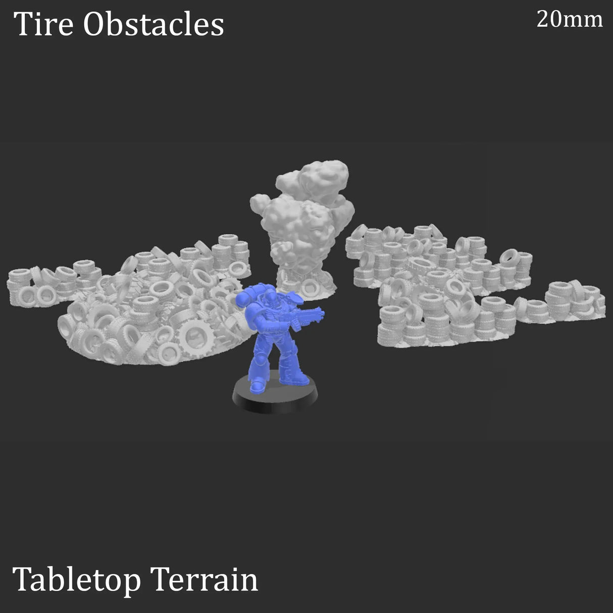 Tabletop Terrain Scatter Terrain Tire Obstacles - Apocalyptic Scatter Terrain