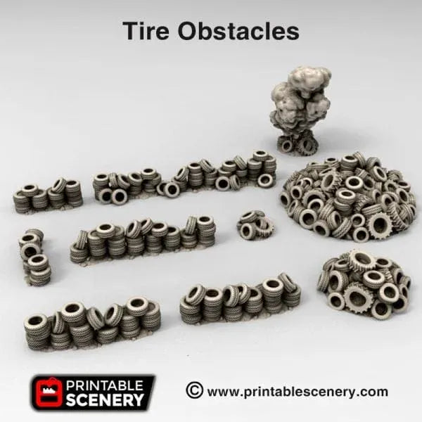 Tabletop Terrain Scatter Terrain Tire Obstacles - Apocalyptic Scatter Terrain