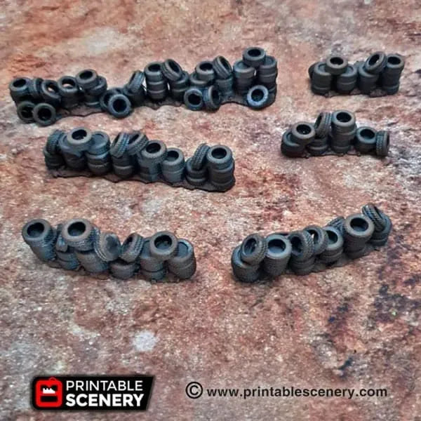Tabletop Terrain Scatter Terrain Tire Obstacles - Apocalyptic Scatter Terrain